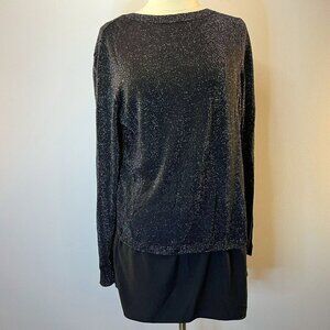 Bianca Nygard Women's Black Silver Fall Fashion Knit Sweater - Size Large - NWT